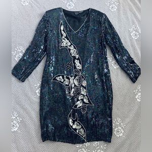 Vintage 1980s Silk Sequin Bohemian Dress | Made in India